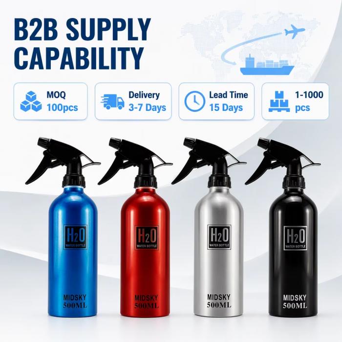 500ML Aluminum Refillable Spray Bottle Empty Salon Hairdresser Barber Tools Water Mist Sprayer