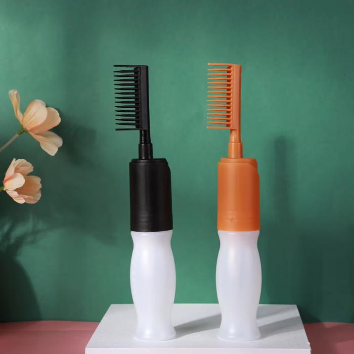 Professional Hair Colouring Comb Empty Hair Dye Bottle Comb with Applicator Brush Dispensing Salon Hair Coloring Bottle Brush