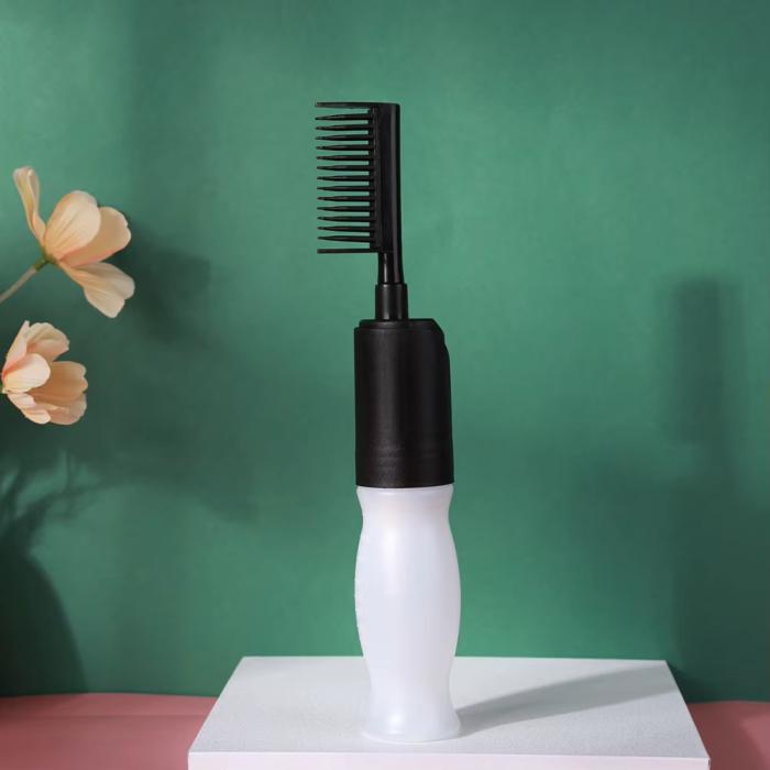 Professional Hair Colouring Comb Empty Hair Dye Bottle Comb with Applicator Brush Dispensing Salon Hair Coloring Bottle Brush