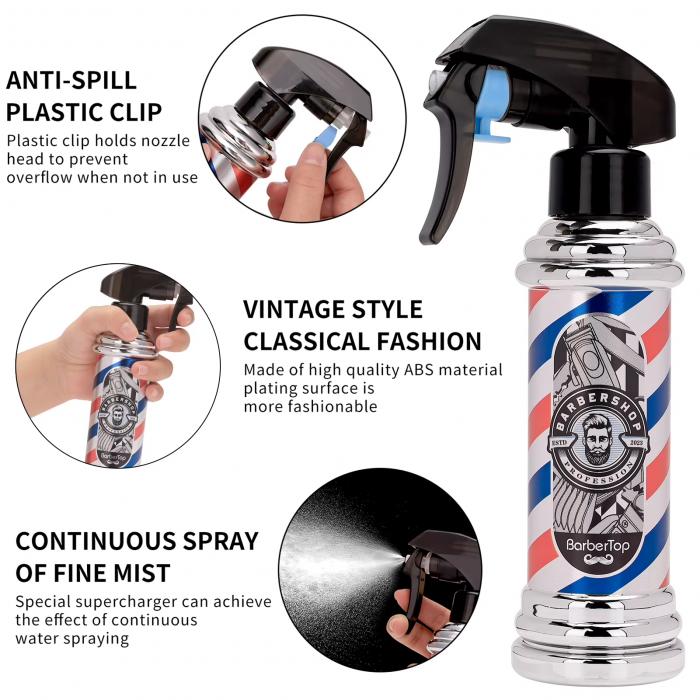Electroplated Pneumatic Spray Bottle Spray Bottle for Hair Ultra Fine Refillable Water Mister for Hair Styling