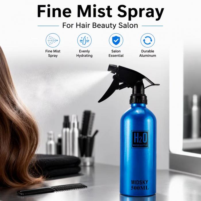 500ML Aluminum Refillable Spray Bottle Empty Salon Hairdresser Barber Tools Water Mist Sprayer