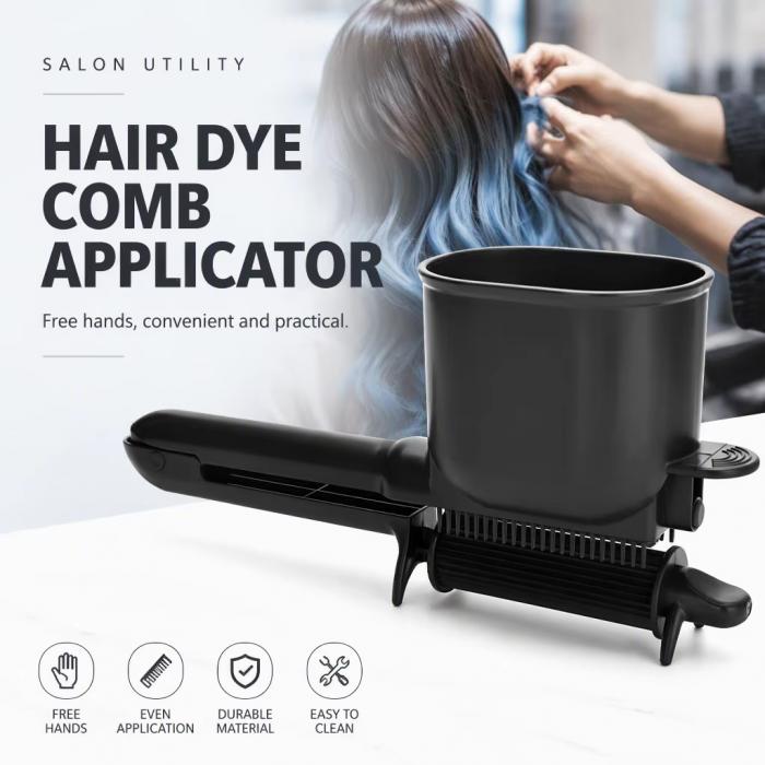 Black Automatic Hair Dye Applicator Brush Salon Color Dispenser Comb Roller Tool Professional Hair Coloring Cream Applicator