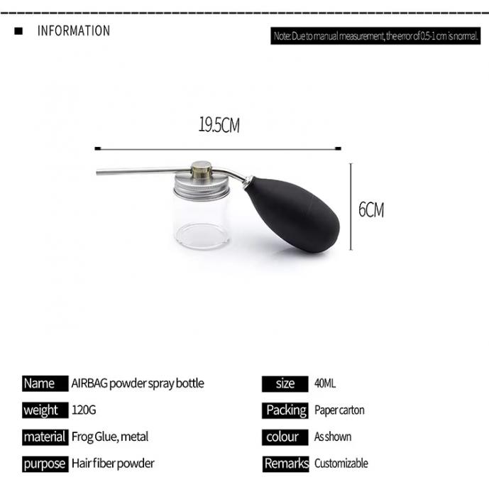 Factory Wholesale Salon Barber Powder Spray Bottle Refillable Hair Fiber Powder Bottle Thickening Hair Growth