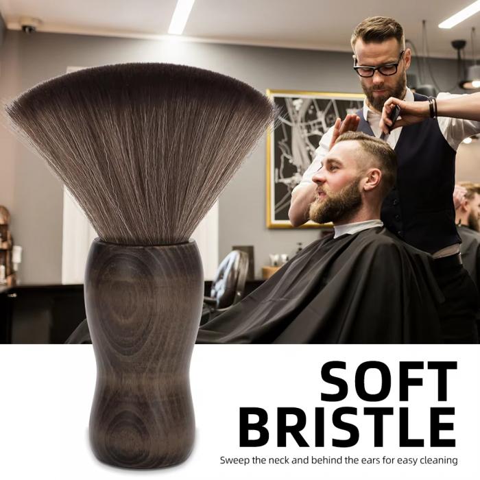 Wood Handle Sweeping Brush Neck Brush Durable Soft Nylon Salon Haircut Sweep Brush