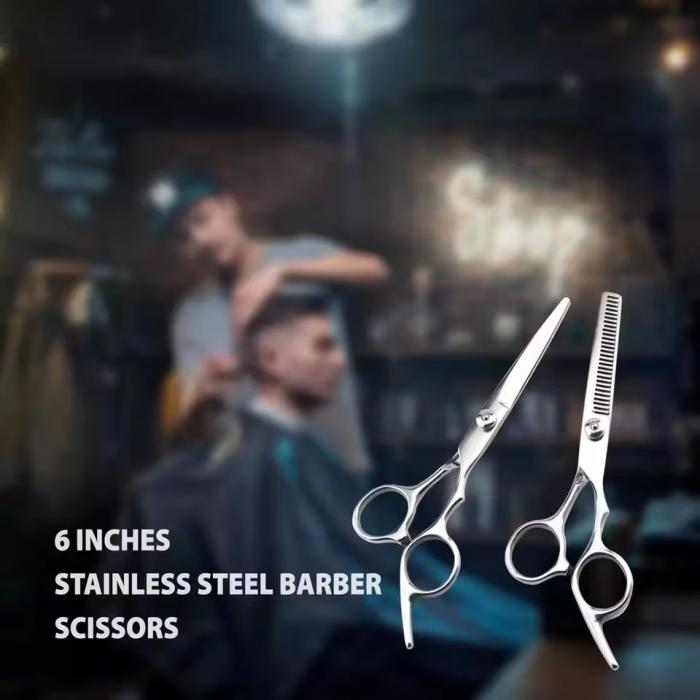 Silver Hairdresser Straight Cut Teeth Scissor Professional Hair Stylist Haircut Thinning Scissors Hairdressing Barber Metal