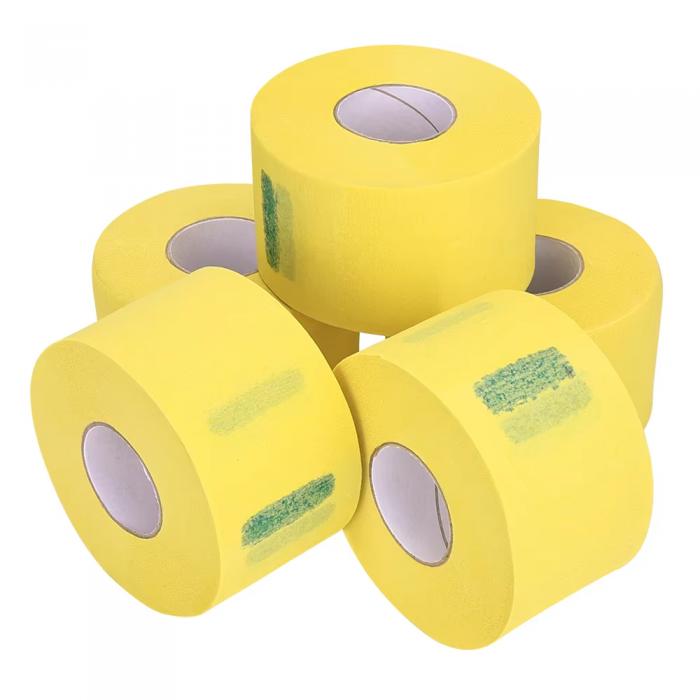 Disposable Paper Barber Neck Strips Yellow Professional Stretchy Paper Neck Guard Waterproof Neck Paper Roll