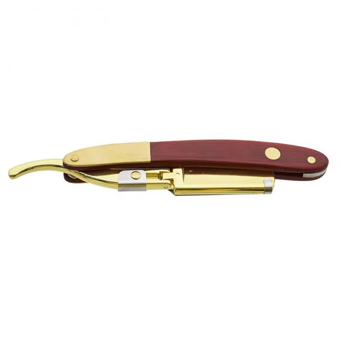Retro Wood Handle Stainless Steel Razor Men Shaving Razor Straight Edge Folding Shaving Razor