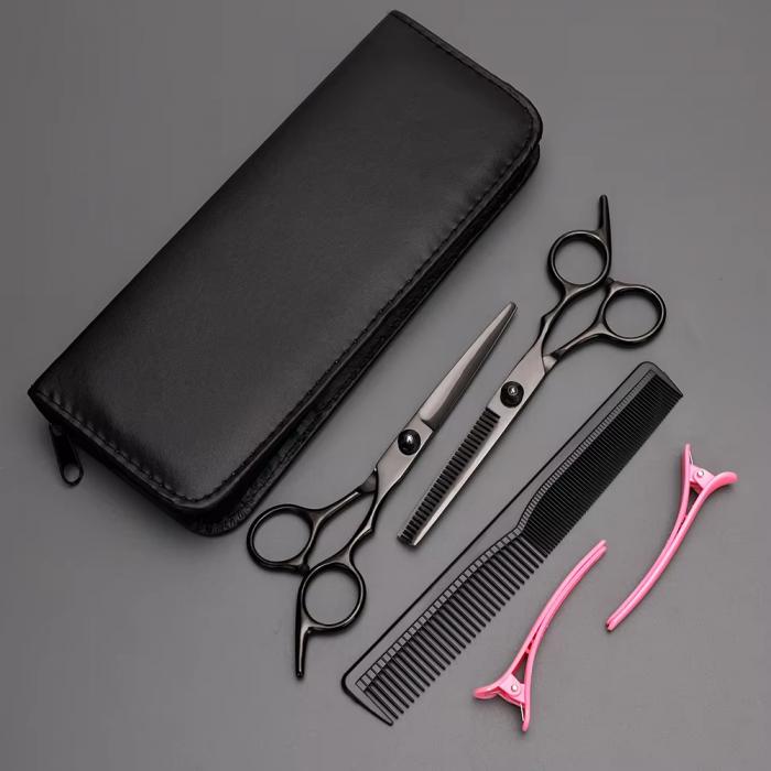 Custom Logo Stainless Steel Scissor Set Haircut Barber Scissor Hair Clip Comb Kit