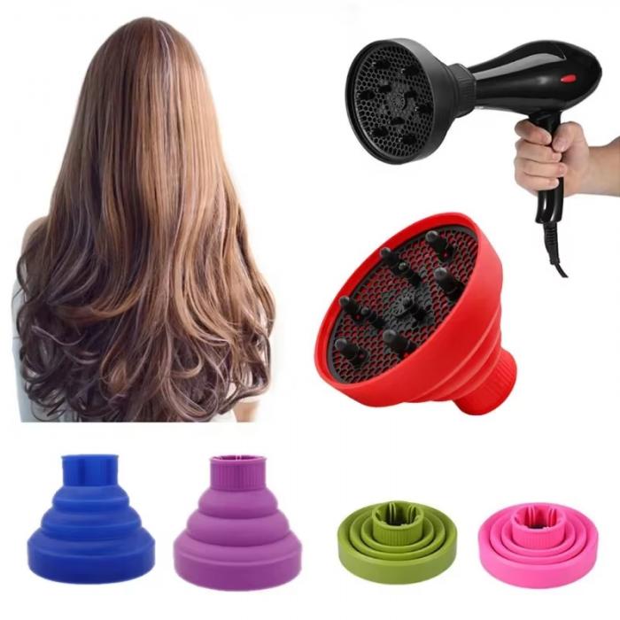 New Design Portable Salon Hair Styling Tools Hair Dryer Diffuser Professional Curls Silicone Dryer Easy Folding Attachment