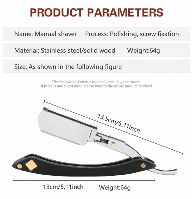 Straight Razor Hand Made Wooden Handle Classic Safety Straight Razor Shaver Fit Half Piece Double Edge Blade Holder