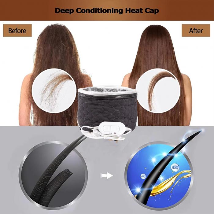 Factory Wholesale Electric Black Hair Hat Salon Spa Steamer Hair Thermal Treatment Hair Baking Oil Salon Home