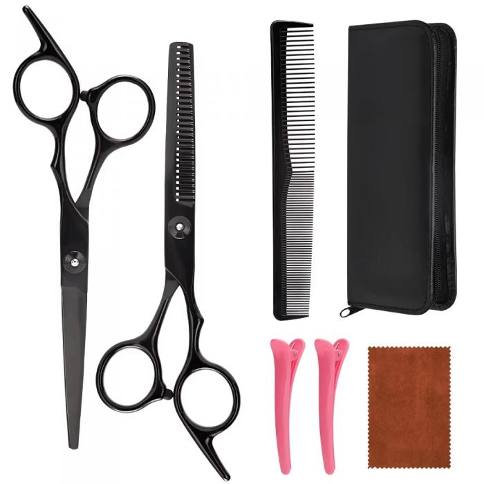 Custom Logo Stainless Steel Scissor Set Haircut Barber Scissor Hair Clip Comb Kit