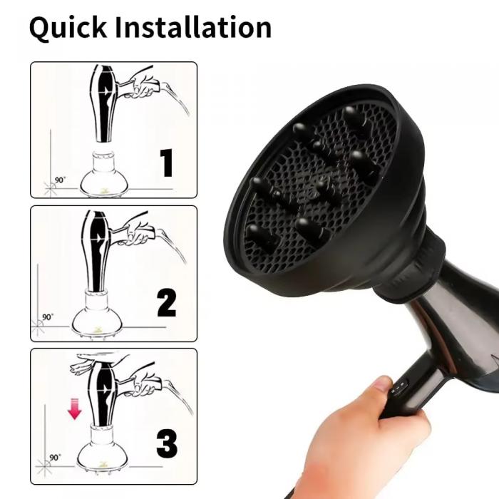 New Design Portable Salon Hair Styling Tools Hair Dryer Diffuser Professional Curls Silicone Dryer Easy Folding Attachment