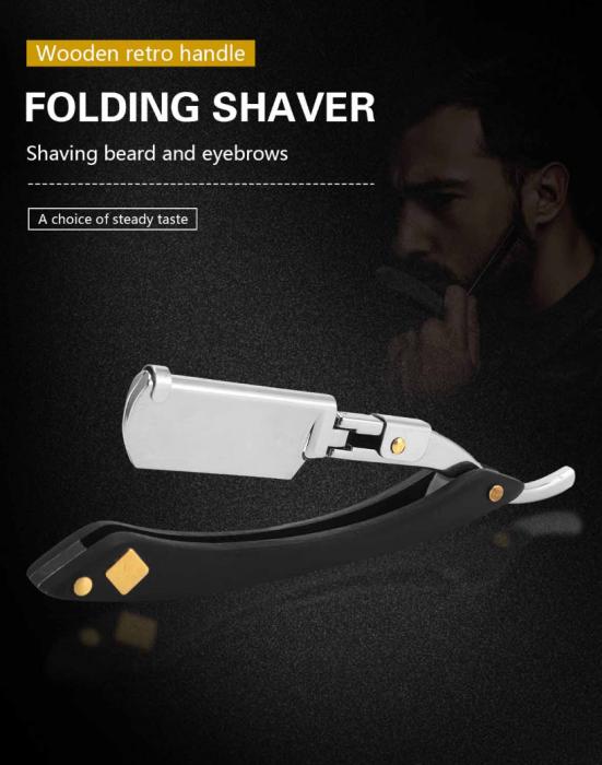 Straight Razor Hand Made Wooden Handle Classic Safety Straight Razor Shaver Fit Half Piece Double Edge Blade Holder