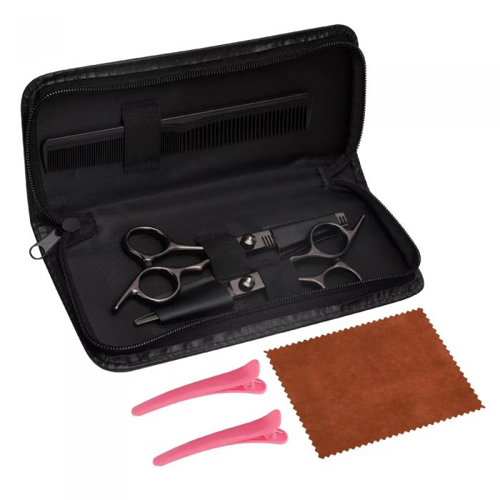 Custom Logo Stainless Steel Scissor Set Haircut Barber Scissor Hair Clip Comb Kit