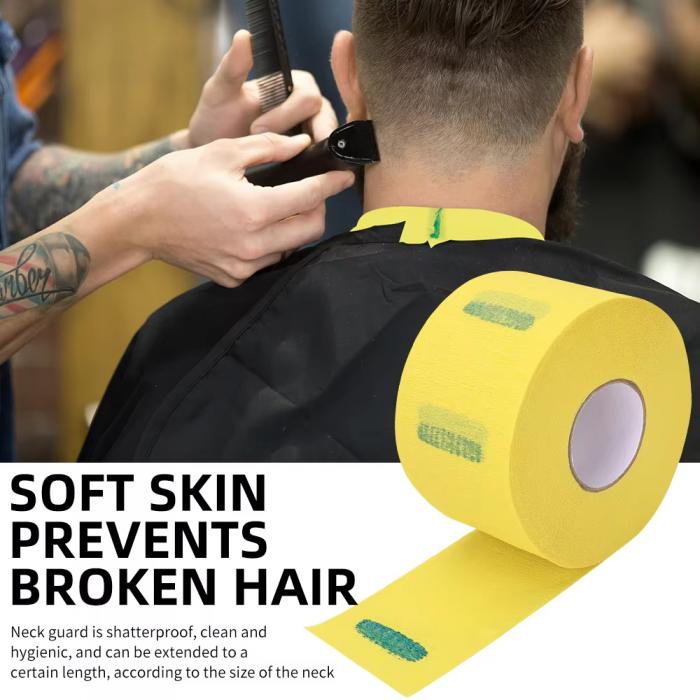 Disposable Paper Barber Neck Strips Yellow Professional Stretchy Paper Neck Guard Waterproof Neck Paper Roll