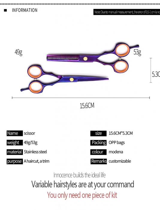 New Fashion Salon Barber Tools Japanese Cobalt Steel Cutting Shear Hair Scissors
