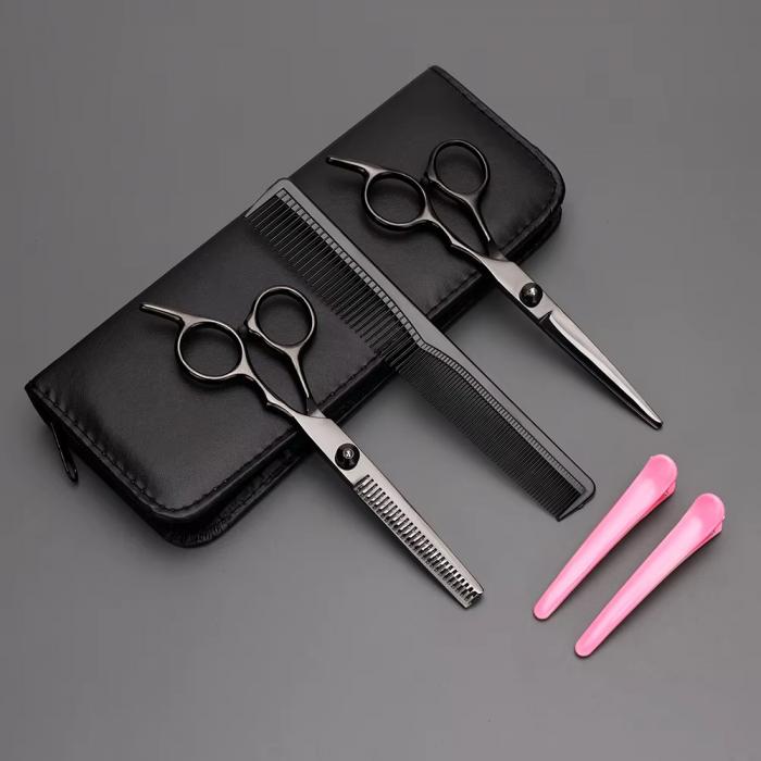 Custom Logo Stainless Steel Scissor Set Haircut Barber Scissor Hair Clip Comb Kit