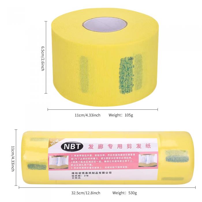 Disposable Paper Barber Neck Strips Yellow Professional Stretchy Paper Neck Guard Waterproof Neck Paper Roll