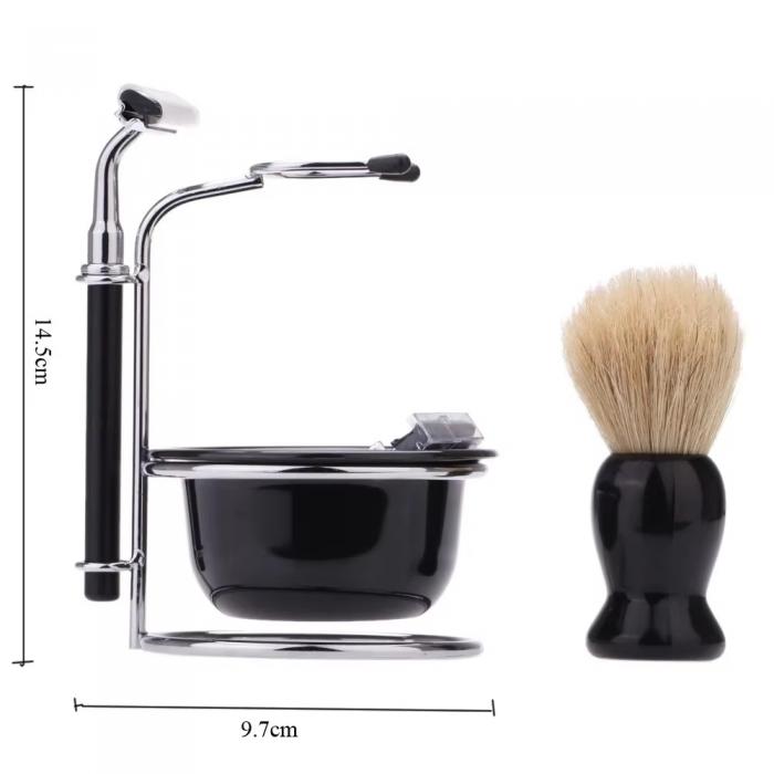 Professional Men Shaving Beard Brush Set Manual Shaver Set Grooming Care Tools Travel Bristles Brush Holder Set
