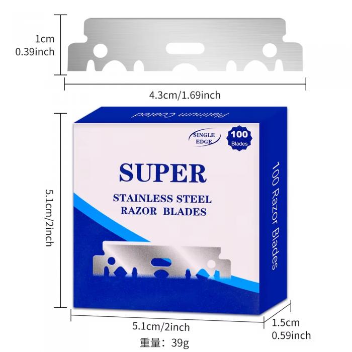 Professional High Quality 100 Pcs Razor Blade Men Manual Shaver Razor Blades Stainless Steel Barbers Shaving Tools Accessories