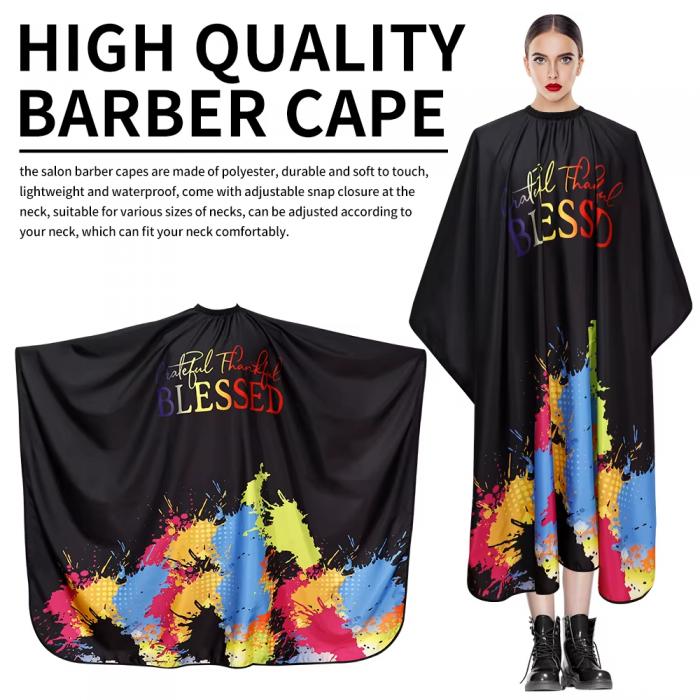Graffiti Pattern Polyester Custom logo Hair Salon Makeup Haircut Gown with Snap Black Barber Apron Hairdresser Capes