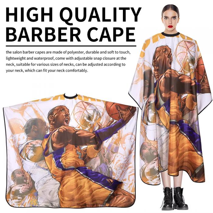 High Quality Polyester Barber Cape Custom Logo Printed Sports Style Water-Resistant Adjustable Waist Haircut Cape for Salon