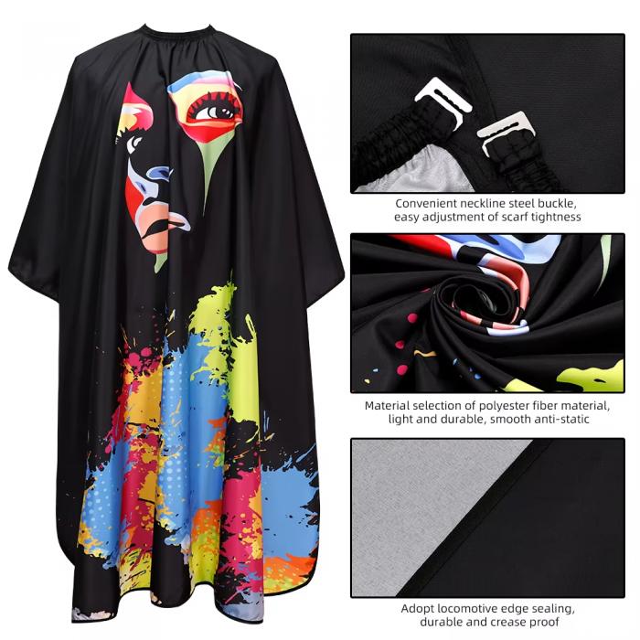 Graffiti Pattern Waterproof Polyester Haircut Salon Hair Dressing Cape Hair Cutting Gown Barber Apron Hairdresser Capes