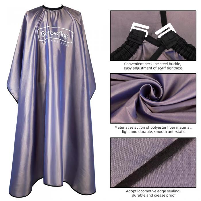 Iridescent Purple Barber Cape Shimmer Finish Hair Cutting Wrap Smooth Fabric Salon Styling Gown for Barbershop Clients