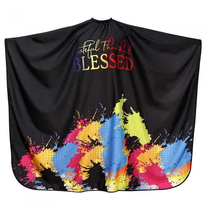 Graffiti Pattern Polyester Custom logo Hair Salon Makeup Haircut Gown with Snap Black Barber Apron Hairdresser Capes