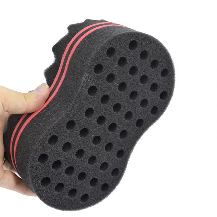 Brand Double Sided Wave-shaped Sponge Brushes Multi-holes Side Braid Twist Hair Curl Wave Hair Sponge Brush
