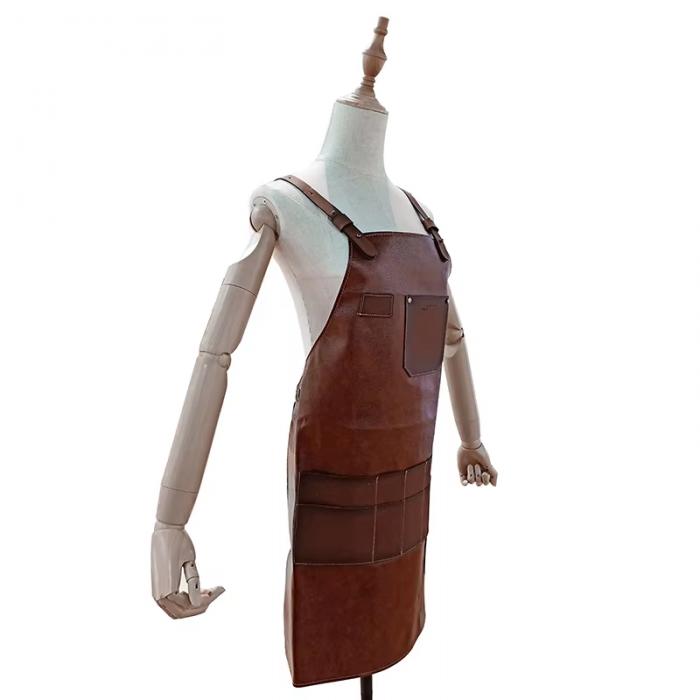 High Quality Support Custom logo Barber Uniform Waterproof Leather Apron for Men and Women