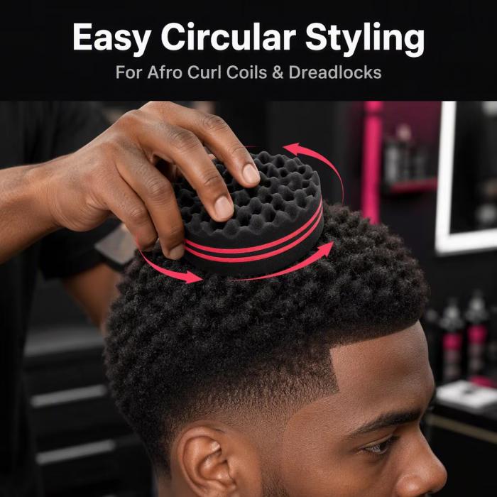 African Magic Sponge Barber Hair Brush Twist Sponge for Black Men Double Sided Hair Curl Weave Dreads Styling Tool