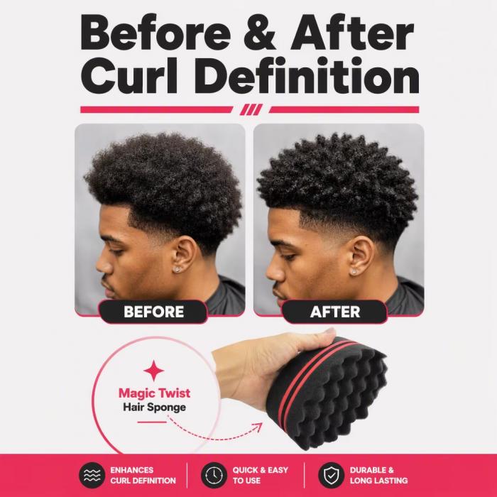 African Magic Sponge Barber Hair Brush Twist Sponge for Black Men Double Sided Hair Curl Weave Dreads Styling Tool