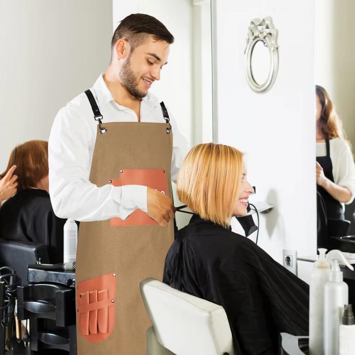 Hair Stylist Apron Salon Aprons Waterproof Protective Bleach Proof Barber Apron with Pockets Apron