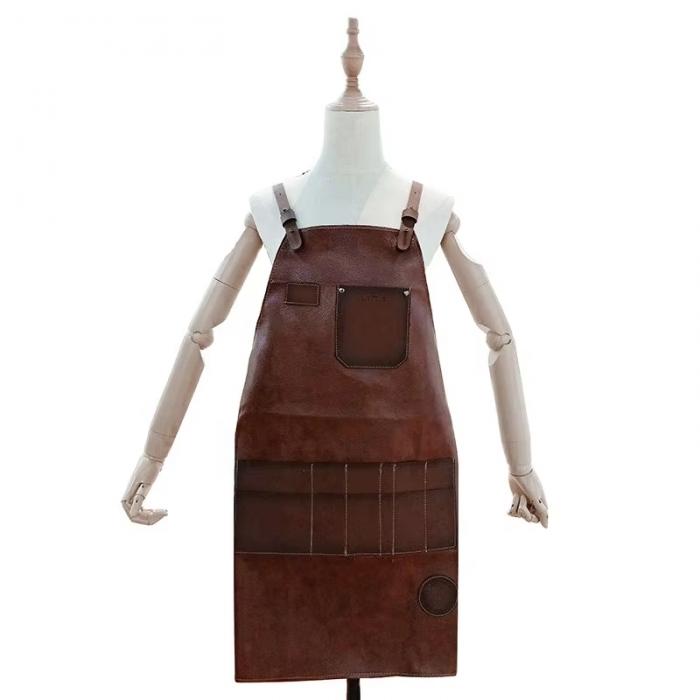 High Quality Support Custom logo Barber Uniform Waterproof Leather Apron for Men and Women