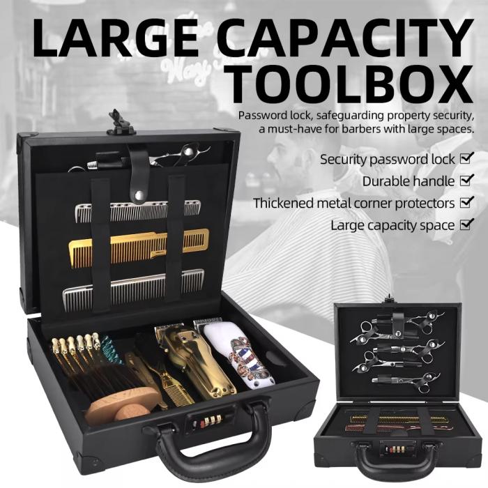 Professional Barber Case with Clipper Tray Organizer Portable Salon Carrying Case for Hair Tools Supplies with Lock
