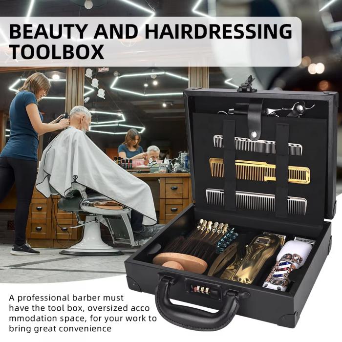 Professional Barber Case with Clipper Tray Organizer Portable Salon Carrying Case for Hair Tools Supplies with Lock