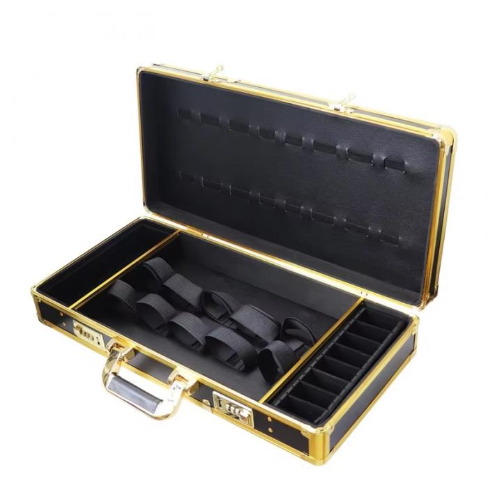 Large Barber Travel Briefcase Portable Barber Carrying Suitcase Salon Case with Code Lock Gold Barbershop Travel Case