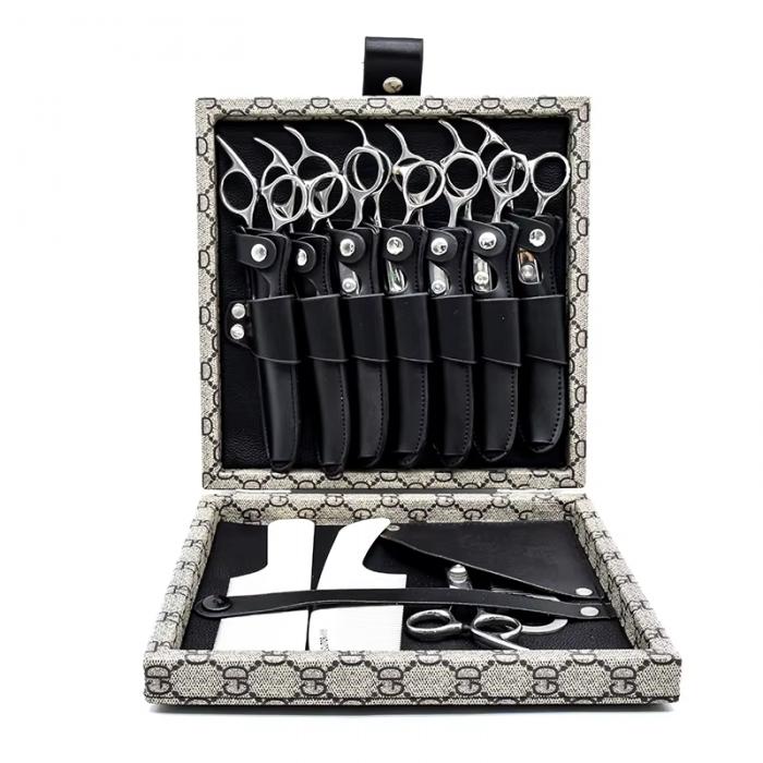 Salon Barber Scissor Storage Box Leather Waterproof Travel Organizer Retro Printing Comb Carrying Portable Case
