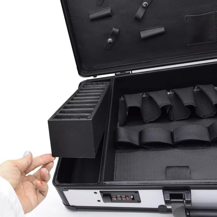 Barbertop Salon Barber Accessories Storage Case Tools Box Aluminum Password Lock Portable Barbershop Carrying Suitcase