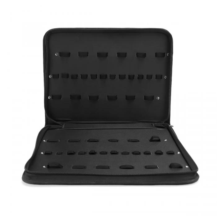 Black 24 Grids Shockproof Leather Storage Box Bag for Professional Hairdresser Barber Hairdressing Scissors