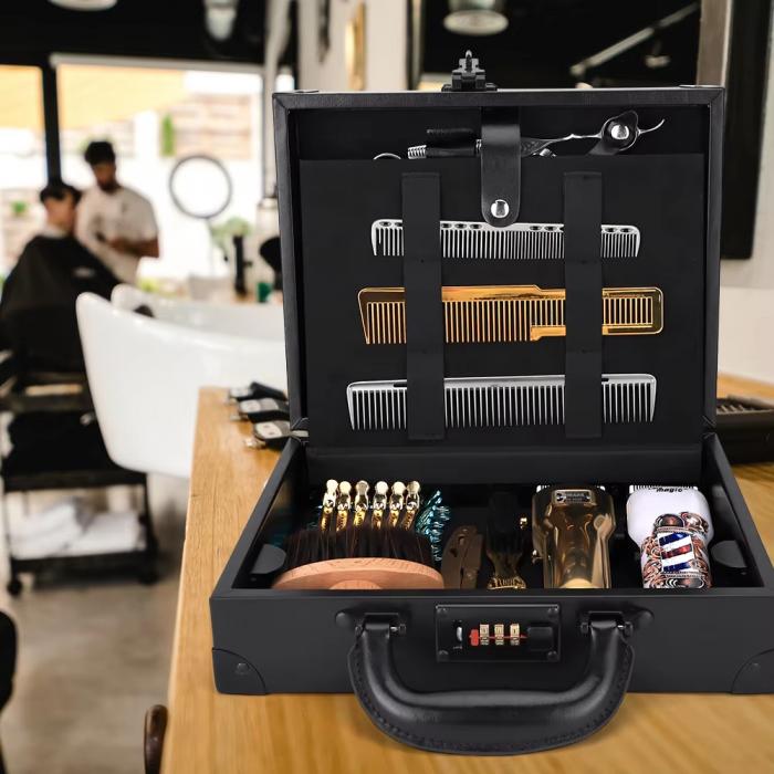 Professional Barber Case with Clipper Tray Organizer Portable Salon Carrying Case for Hair Tools Supplies with Lock